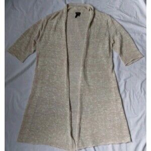 Eileen Fisher Linen Blend Open Knit Cardigan Sweater Artsy Boho Size Medium